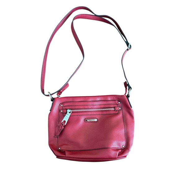 Dana Buchman Handbags - Dana Buchman red leather look cross body bag-adjustable straps Several pockets